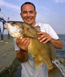 Photo of Freshwater Drum Caught by Adam with Mepps LongCast in Michigan