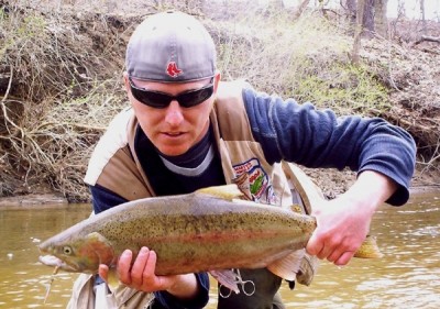 Photo of Steelhead Caught by Ted  with Mepps Aglia & Dressed Aglia in Indiana