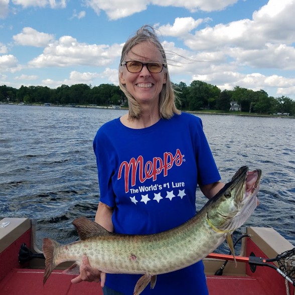 Photo of Musky Caught by Sue with Mepps Aglia & Dressed Aglia in Illinois