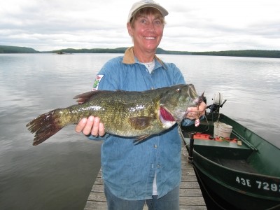 Photo of Bass Caught by Cindi with Mepps Aglia & Dressed Aglia in Ontario
