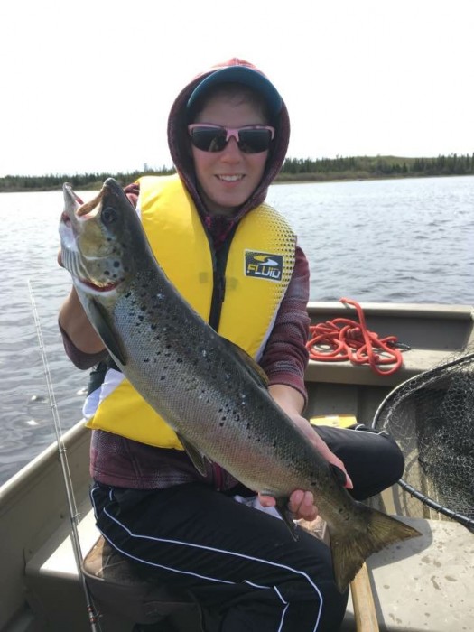 Salmon Caught by Hillary with Mepps Syclops in Newfoundland