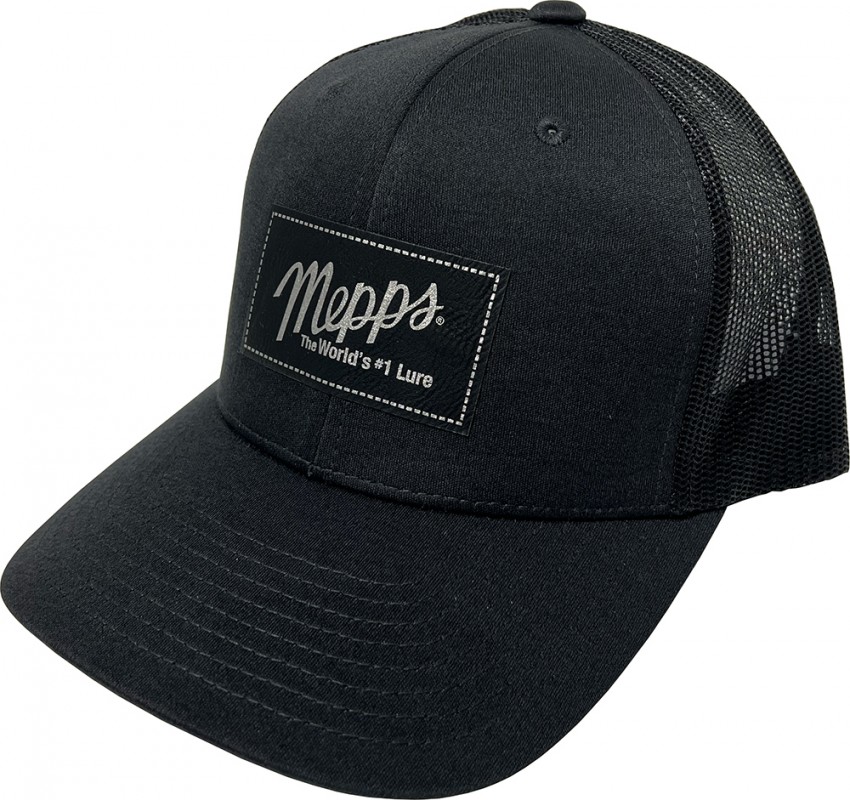 Heather Gray/Black Mepps Cap with a laser engraved patch - Order Today