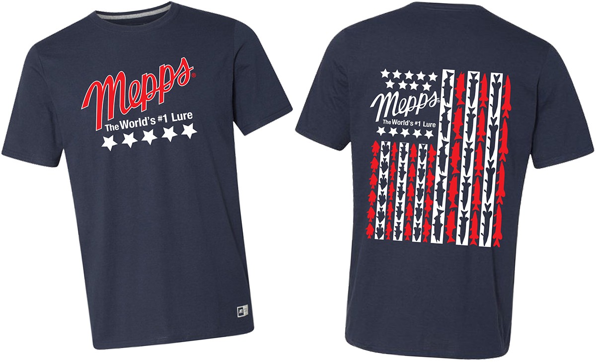Mepps Navy USA T-Shirts - 60% Cotten / 40% Polyester Performance ...