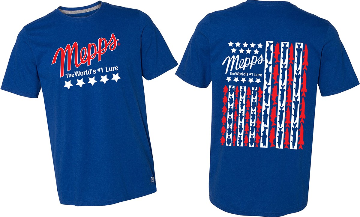 Mepps Royal USA T-Shirts - 60% Cotten / 40% Polyester Performance ...