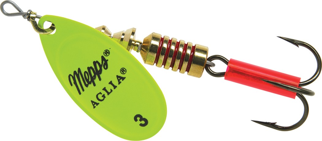 Mepps Aglia Plain Treble Spinner Size 3 Hot Chartreuse 1/4 Oz - B3 HC-img-0