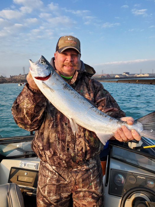 Photo of Salmon Caught by Troy with Mepps Aglia BRITE in Indiana