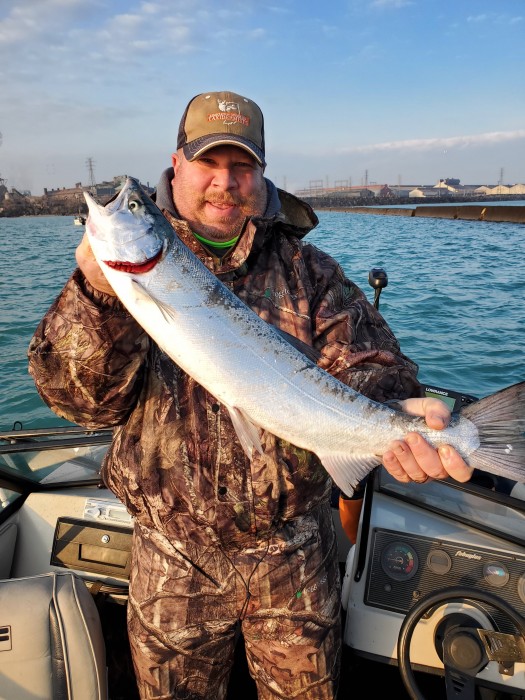 Salmon Caught by Troy with Mepps Aglia BRITE in Indiana