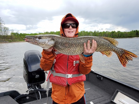 Photo of Pike Caught by J.T. with Mepps Aglia & Dressed Aglia in Manitoba