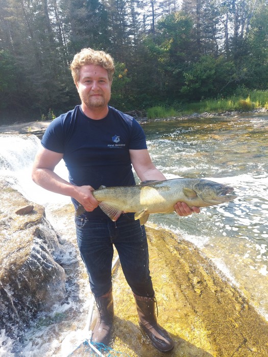 Salmon Caught by Mathew with Mepps Black Fury in Ontario