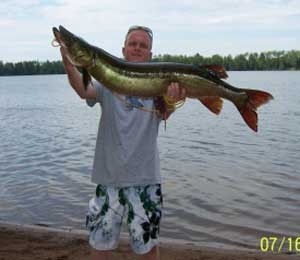Photo of Musky Caught by Dustin with Mepps Aglia & Dressed Aglia in Wisconsin