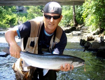 Photo of Steelhead Caught by Ted  with Mepps Aglia & Dressed Aglia in Indiana