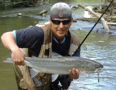 Photo of Steelhead Caught by Ted with Mepps Aglia & Dressed Aglia in Indiana