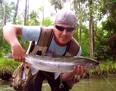 Photo of Steelhead Caught by Ted with Mepps  in Indiana