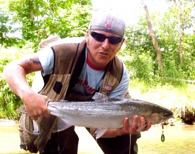 Photo of Steelhead Caught by Ted with Mepps Black Fury in Indiana