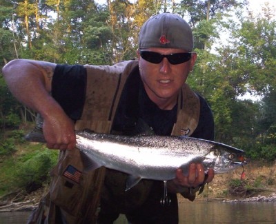 Photo of Salmon Caught by Ted with Mepps Aglia & Dressed Aglia in Indiana