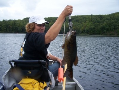 Photo of Bass Caught by Karen with Mepps Aglia & Dressed Aglia in Maine