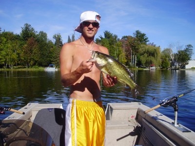 Photo of Bass Caught by Gibson with Mepps Comet Mino in Michigan