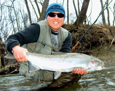 Photo of Steelhead Caught by Ted with Mepps Aglia & Dressed Aglia in Indiana