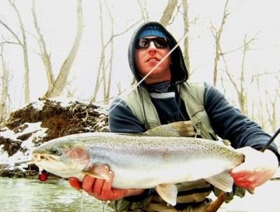 Photo of Steelhead Caught by Ted with Mepps Black Fury in Indiana