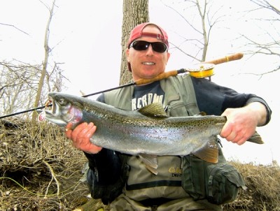 Photo of Steelhead Caught by Ted with Mepps Aglia & Dressed Aglia in Indiana