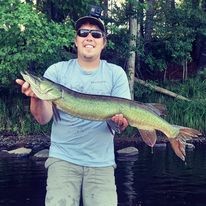 Photo of Musky Caught by Sam with Mepps Aglia & Dressed Aglia in Wisconsin