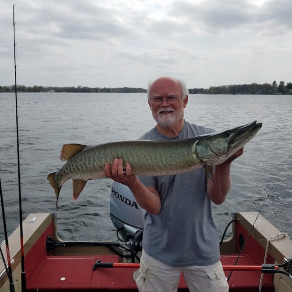 Photo of Musky Caught by Dick with Mepps Aglia & Dressed Aglia in Illinois