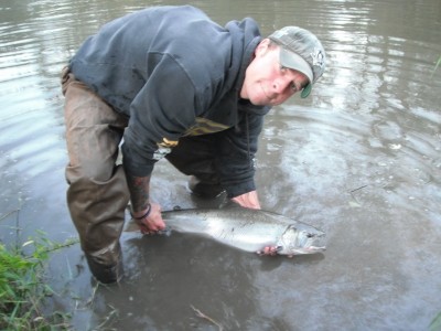 Photo of Salmon Caught by Evan with Mepps Aglia & Dressed Aglia in Indiana