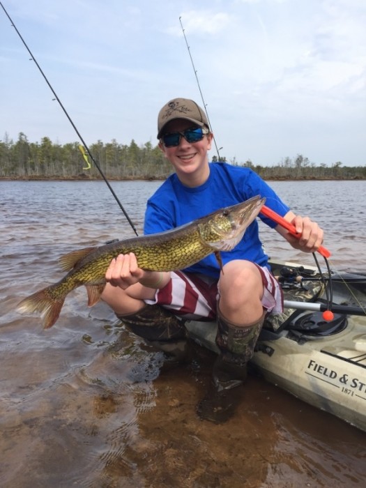 Photo of Pickerel Caught by Mason with Mepps Aglia Long in New Jersey