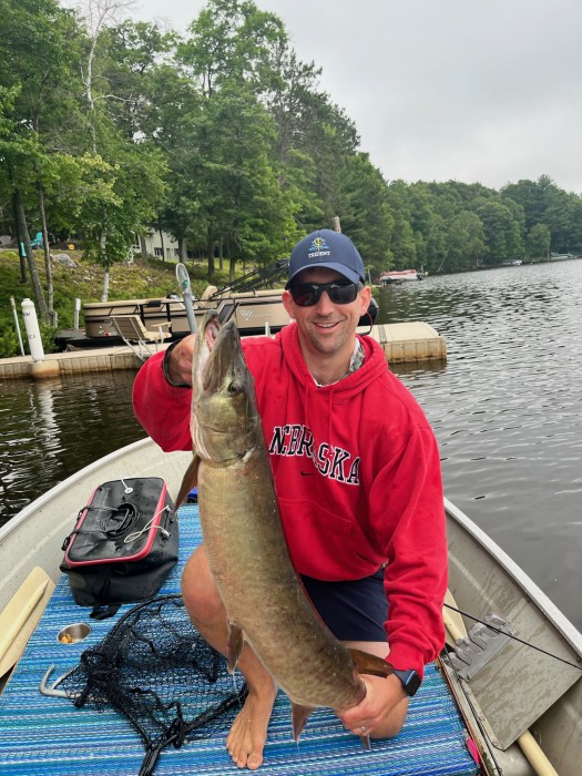 Photo of Musky Caught by Sam with Mepps Aglia & Dressed Aglia in Wisconsin