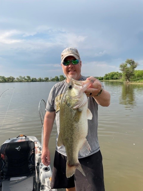 Photo of Bass Caught by Adam with Mepps Aglia & Dressed Aglia in Kansas