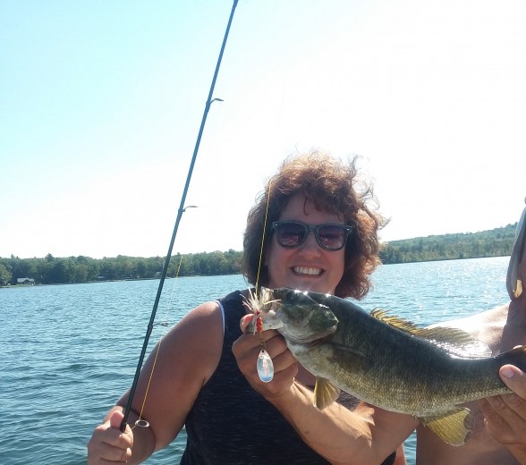 Photo of Bass Caught by CELESTE with Mepps Aglia & Dressed Aglia in Maine