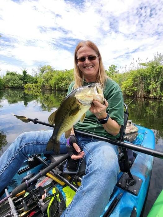 Photo of Bass Caught by Barb with Mepps Bronze Slammer in Illinois