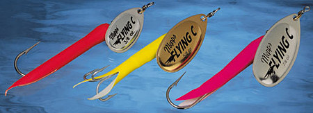 Flying C'S Barrel Spinners, 2 Sizes 3 Cols Lure Bodies Coloured  10